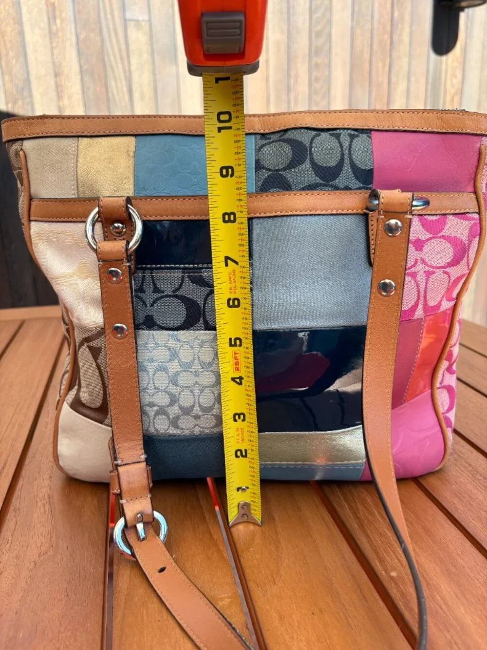 Y2K Coach Patchwork Shoulder Bag Multicolor Pink Blue